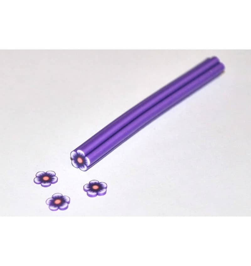 Bastoncino fimo - 18 - Fiore viola e bianco